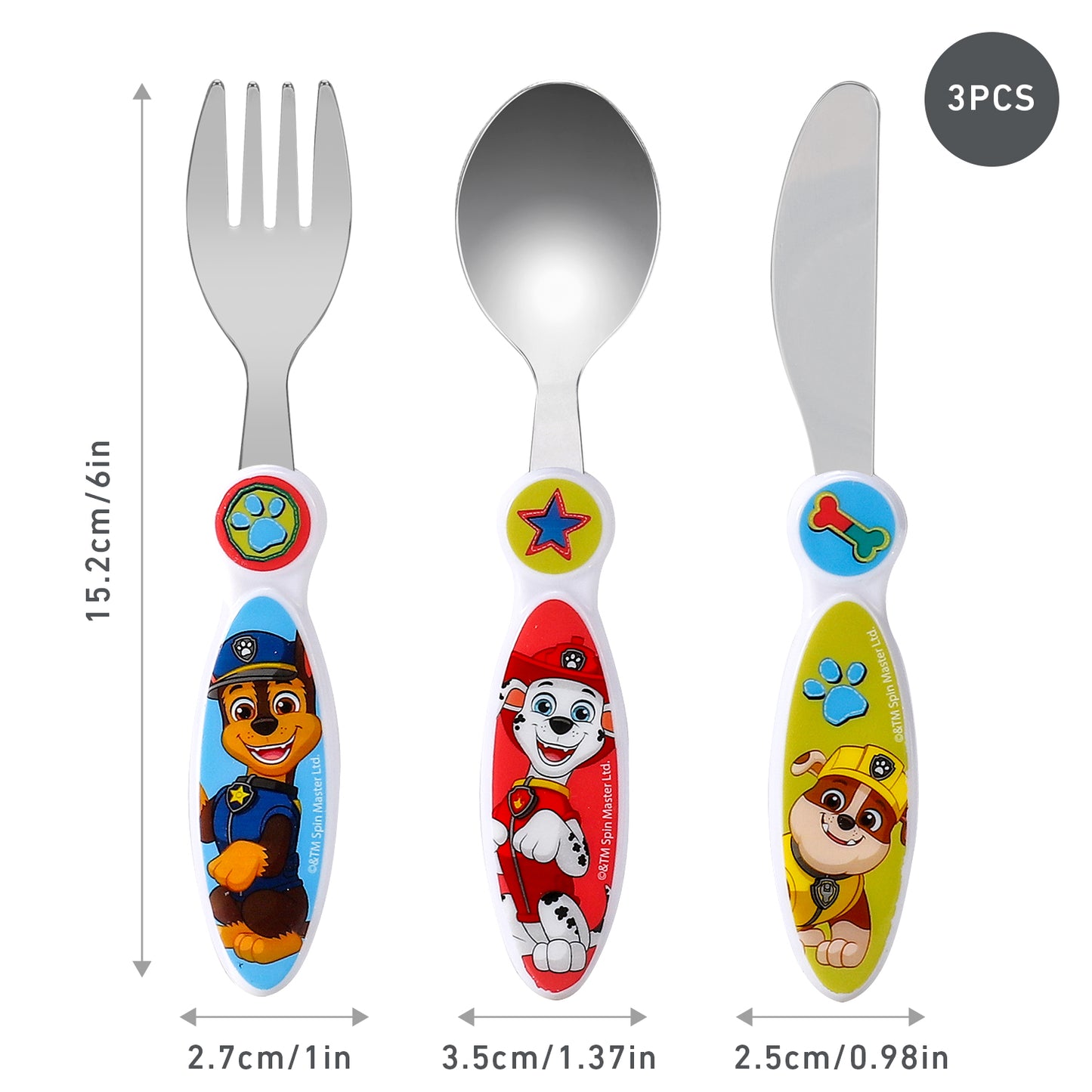 Paw Patrol Boy Children's Kids 3pcs Cutlery Set - Knife/Fork/Spoon