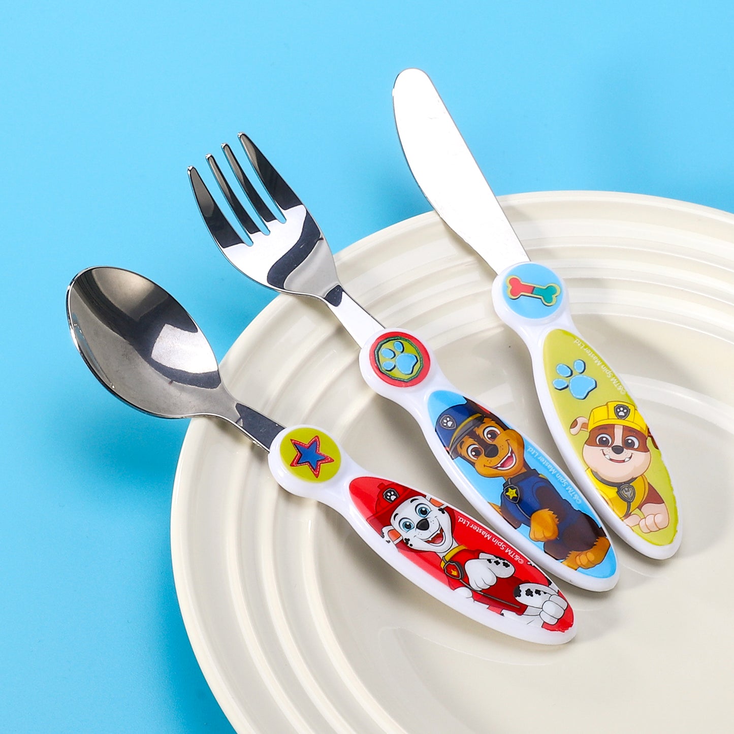 Paw Patrol Boy Children's Kids 3pcs Cutlery Set - Knife/Fork/Spoon