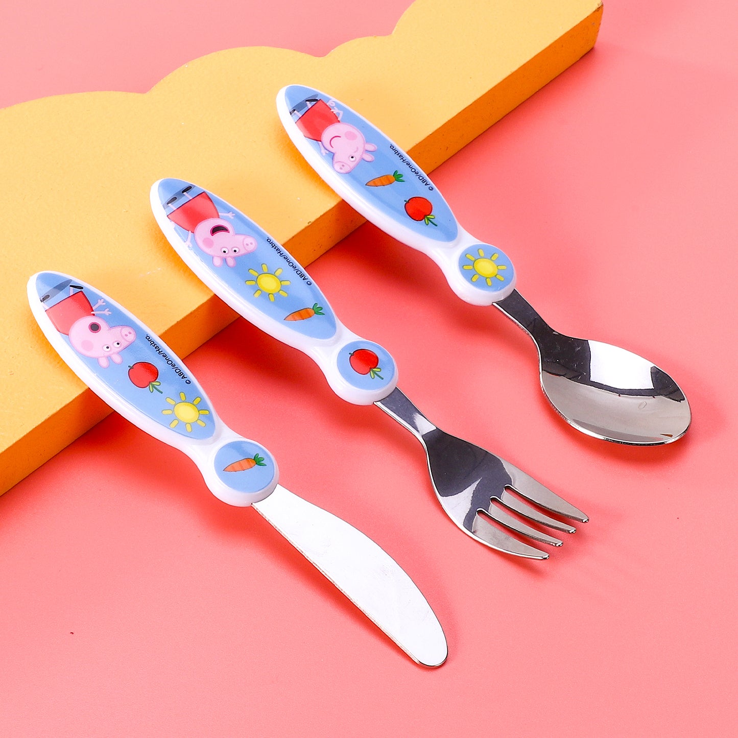 Peppa Pig Children's Kids 3pcs Cutlery Set - Knife/Fork/Spoon