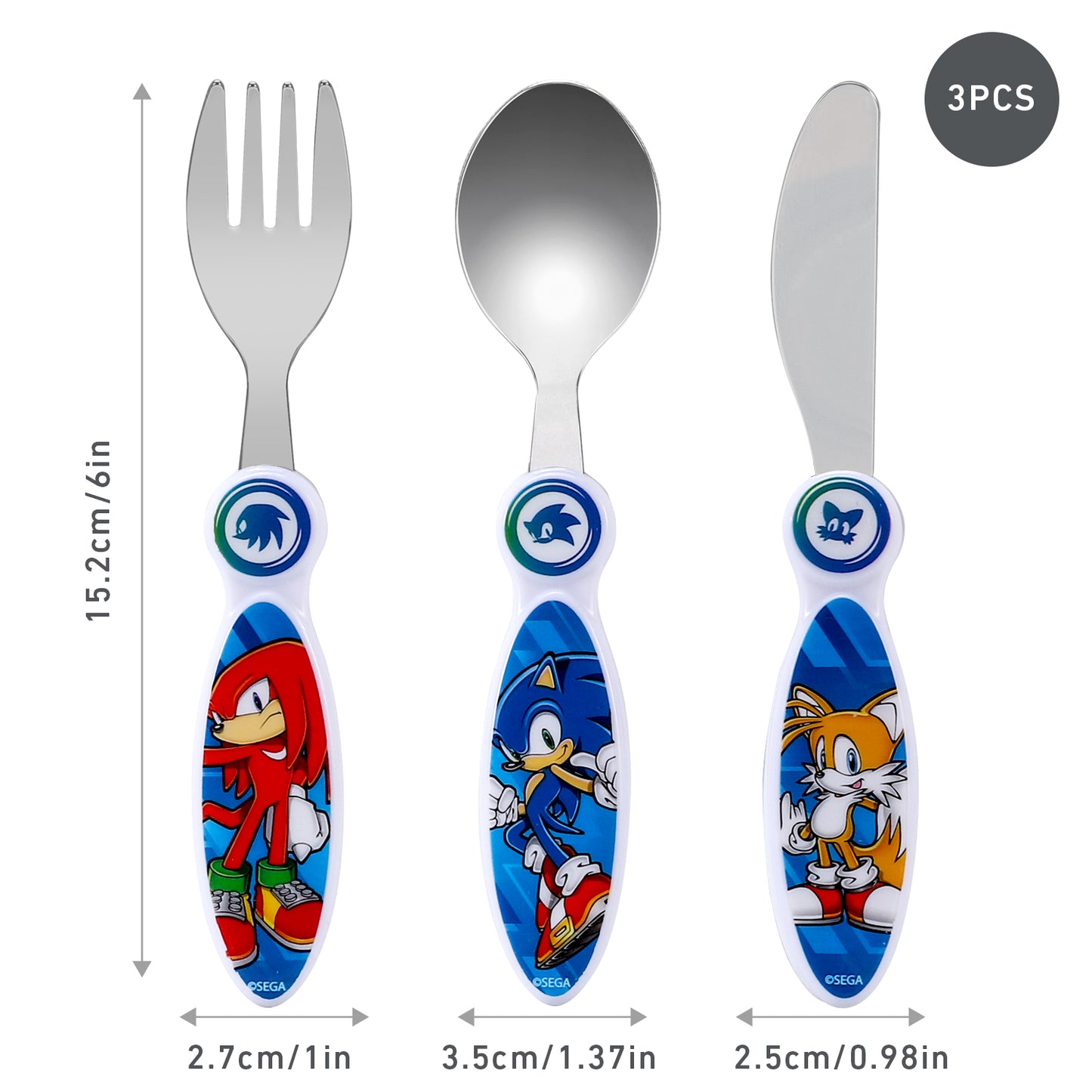 Sonic the Hedgehog Children's Kids 3pcs Cutlery Set - Knife/Fork/Spoon