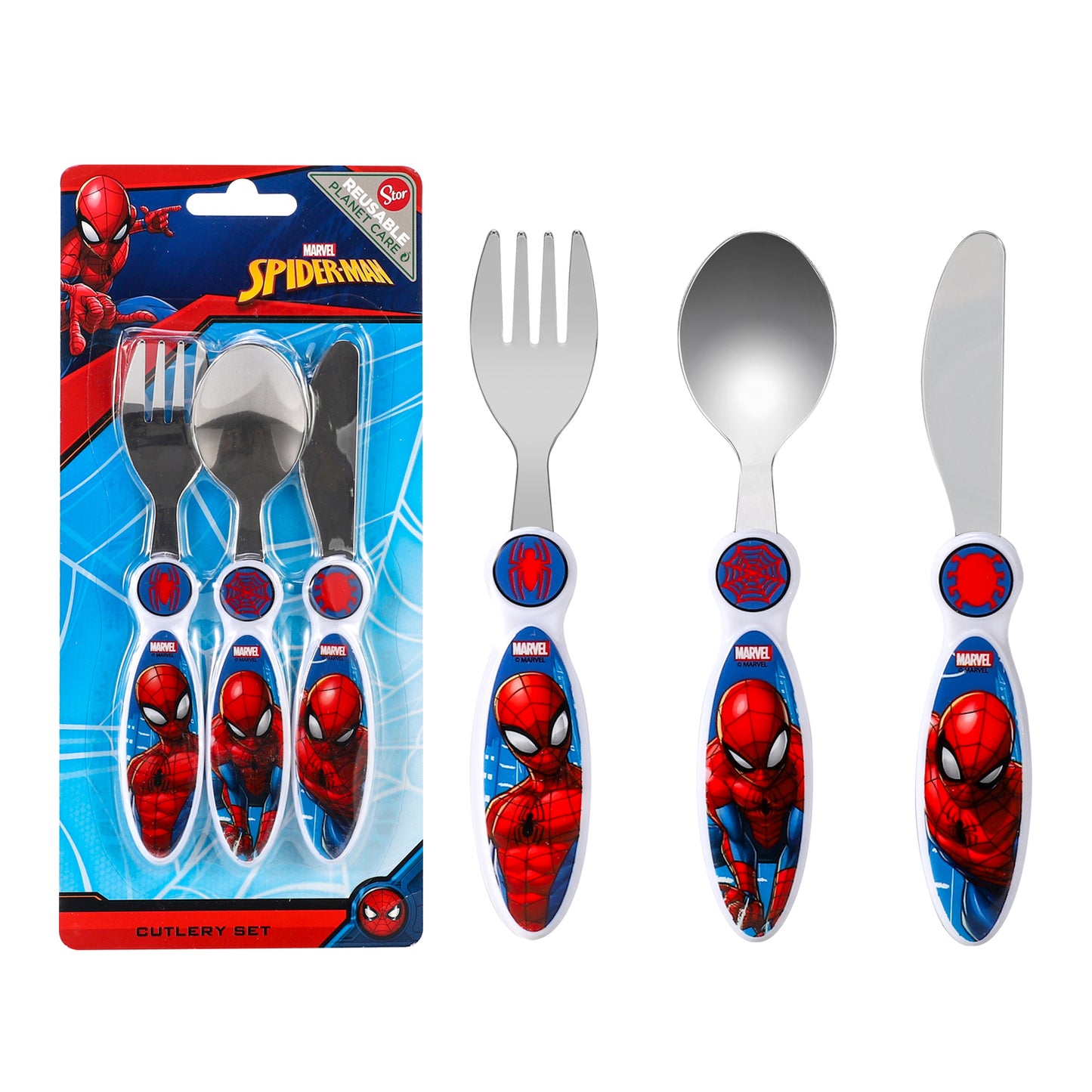 Spiderman Children's Kids 3pcs Cutlery Set - Knife/Fork/Spoon