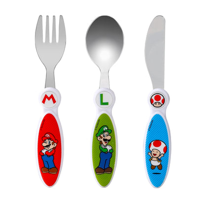 Super Mario Children's Kids 3pcs Cutlery Set - Knife/Fork/Spoon