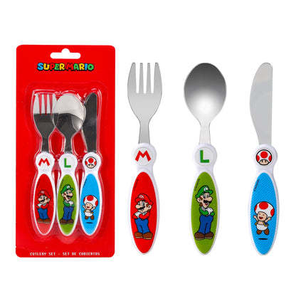 Super Mario Children's Kids 3pcs Cutlery Set - Knife/Fork/Spoon