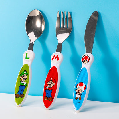 Super Mario Children's Kids 3pcs Cutlery Set - Knife/Fork/Spoon