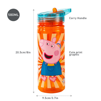 Peppa Pig 580ml Water Bottle for Kids, School Drinks Bottle Made of Durable Tritan BPA Free