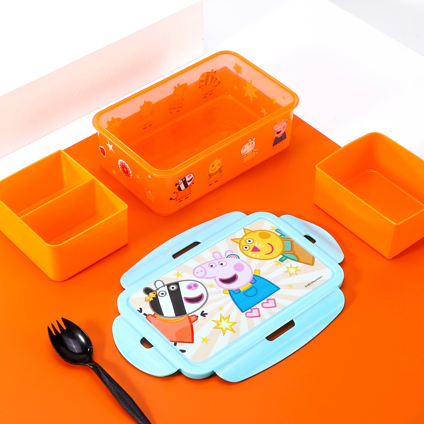 Peppa Pig Kids Rectangular Lunch Bento Food Box Container with Removable Compartments 1200ml Leak Proof, BPA Free