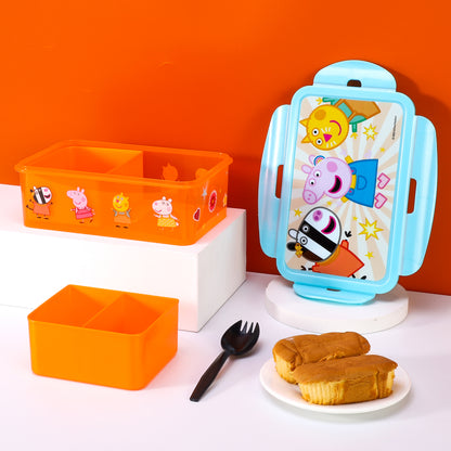 Peppa Pig Kids Rectangular Lunch Bento Food Box Container with Removable Compartments 1200ml Leak Proof, BPA Free