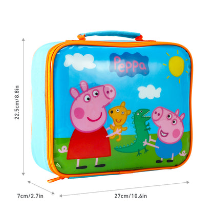 Peppa Pig Rectangular Insulated Lunch Box Bag for Boys and Girls, Perfect Size for Packing Hot or Cold Snacks for School and Travel, BPA Free