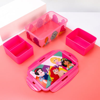 Disney Princess Kids Rectangular Lunch Bento Food Box Container with Removable Compartments 1200ml Leak Proof, BPA Free