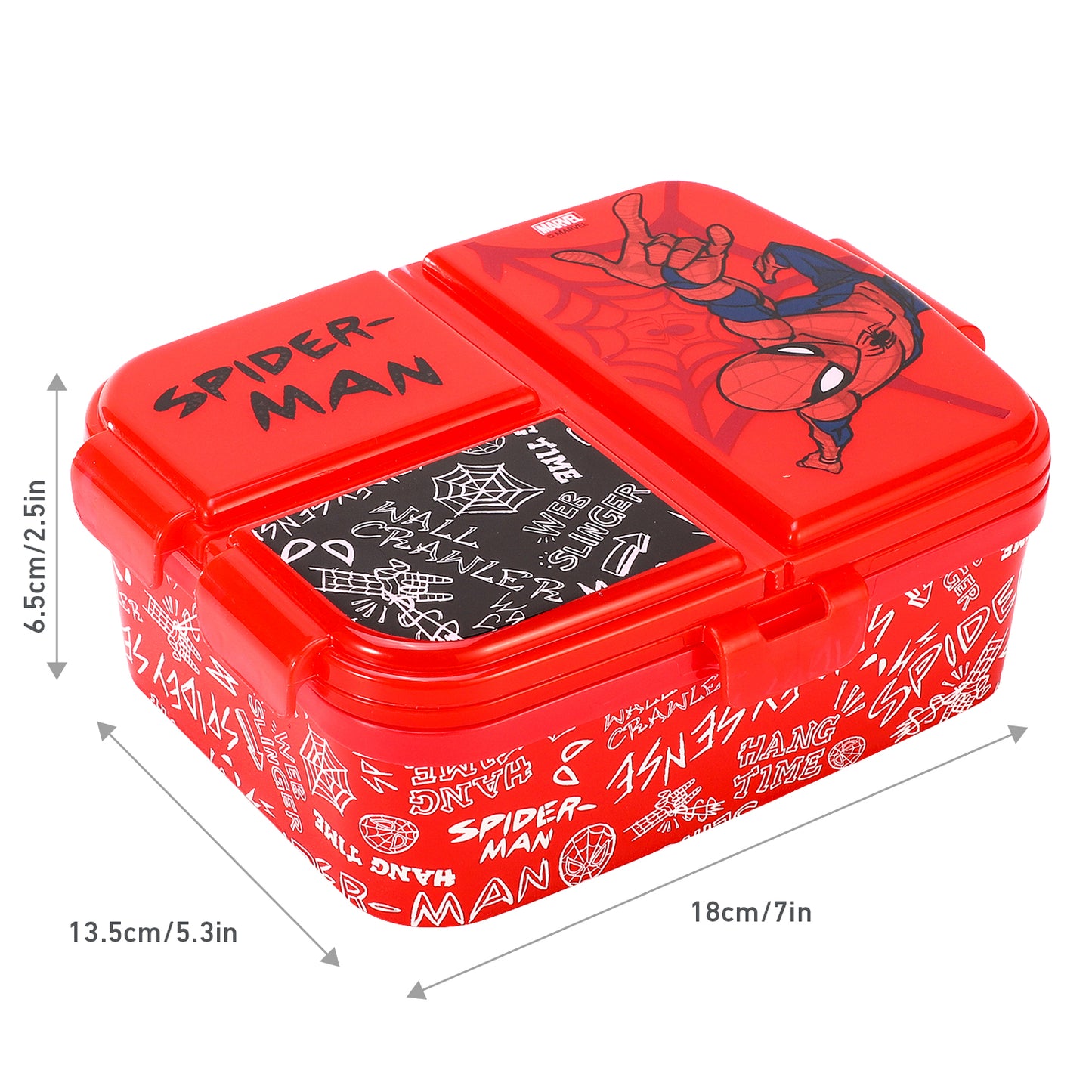 Spiderman XL Multi Compartment Rectangular Lunch Food Box Container, BPA Free