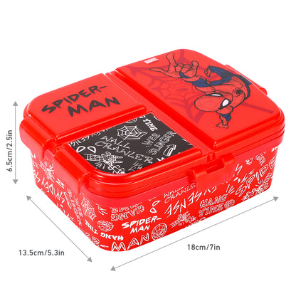 Spiderman XL Multi Compartment Rectangular Lunch Food Box Container, BPA Free