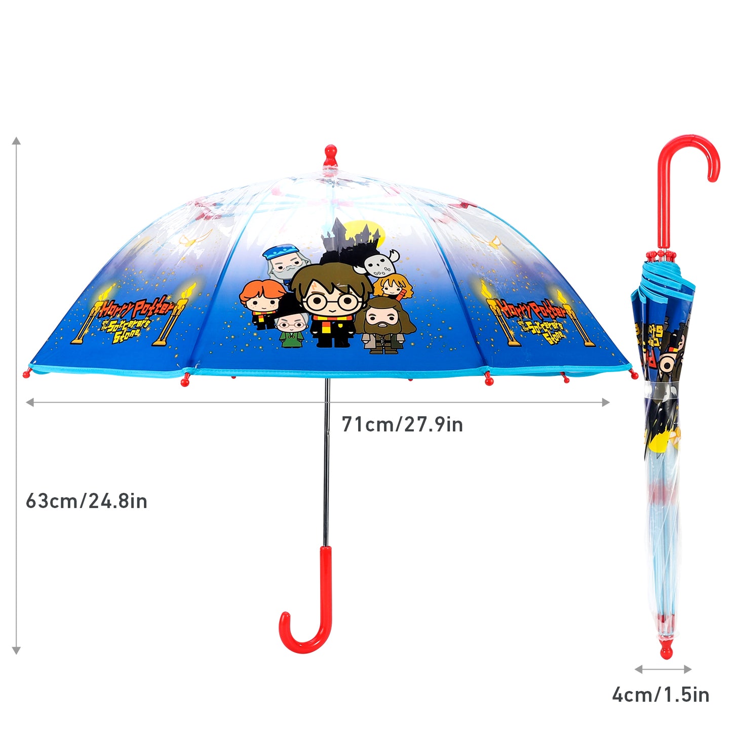 Harry Potter Dome Umbrella for Kids Childrens Boys Girls Brolly with Safety Opening