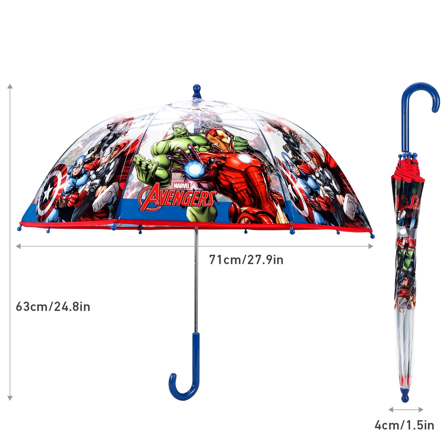 Avengers Dome Umbrella for Kids Childrens Boys Girls Brolly with Safety Opening