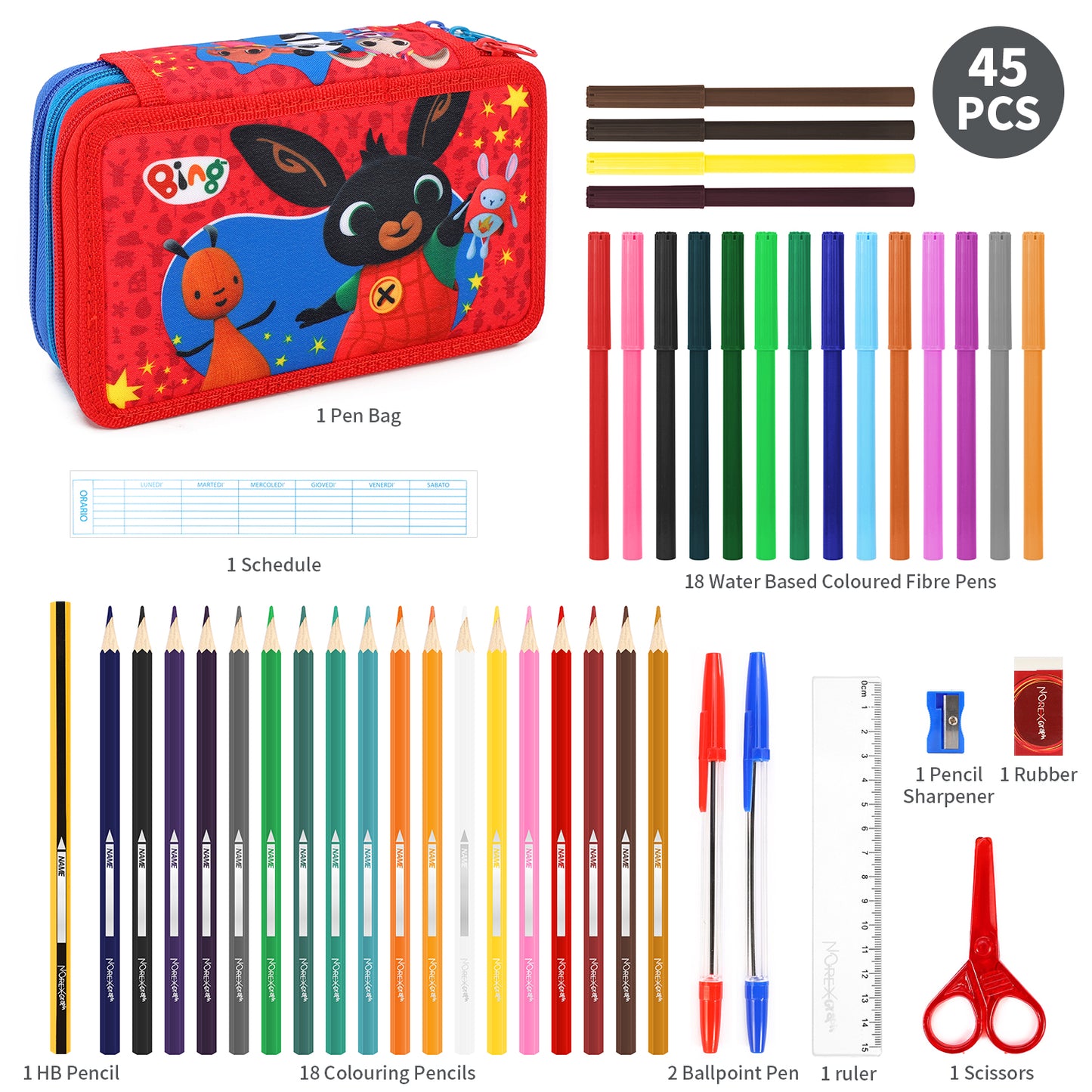 Bing 3 Tier Large Pencil Case Multi Compartment School Supplies Stationery Colouring Pens Pencils Sets, Blue