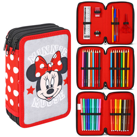 Minnie Mouse Girl's School Pencil Case - Official Disney Licensed, Multicoloured, Classic