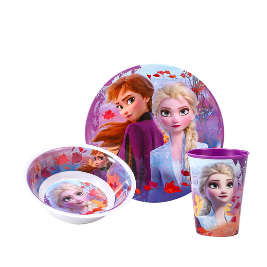 Disney Frozen Kids Childrens BPA Free 3pcs Breakfast Lunch Dinner Set Plate, Bowl & Cup