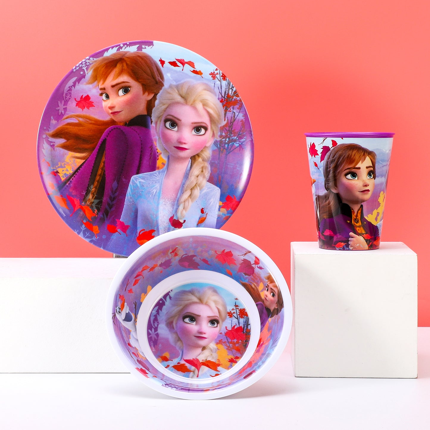 Disney Frozen Kids Childrens BPA Free 3pcs Breakfast Lunch Dinner Set Plate, Bowl & Cup