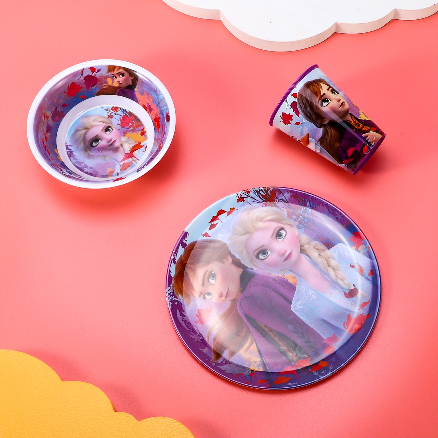 Disney Frozen Kids Childrens BPA Free 3pcs Breakfast Lunch Dinner Set Plate, Bowl & Cup