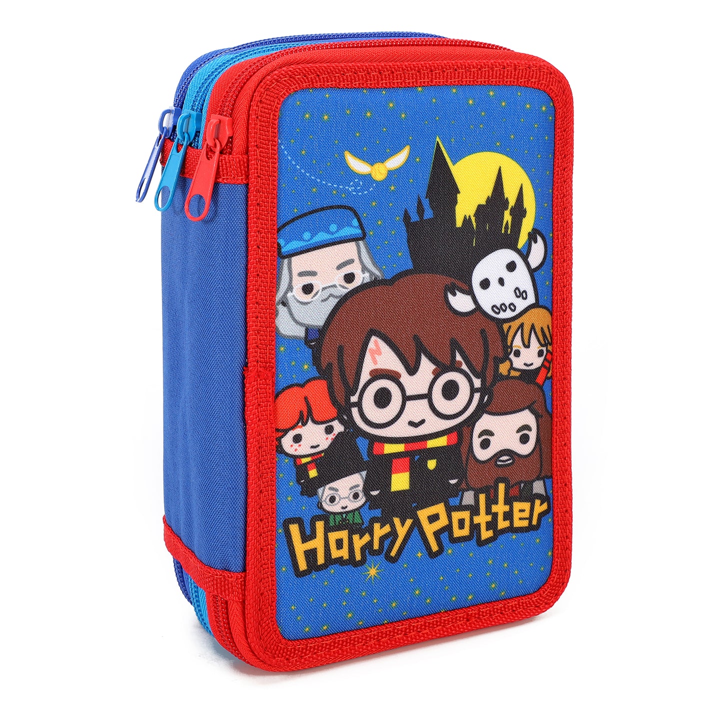 Harry Potter 3 Tier Large Pencil Case Multi Compartment School Supplies Stationery Colouring Pens Pencils Sets, Blue