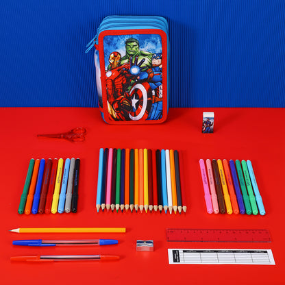 The Avengers 3 Compartment School Pencil Case - Official Marvel Licensed, Multicoloured