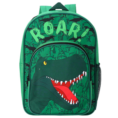 Dinosaur Green Kids Childrens Backpack School Rucksack Travel Bag Boys Girls with side mesh pocket Boys Girls