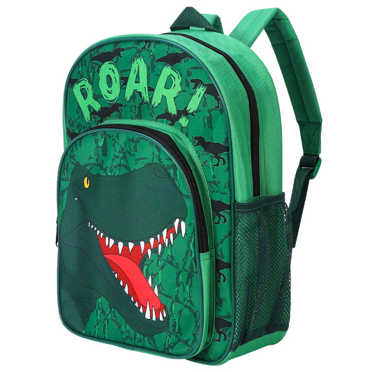 Dinosaur Green Kids Childrens Backpack School Rucksack Travel Bag Boys Girls with side mesh pocket Boys Girls