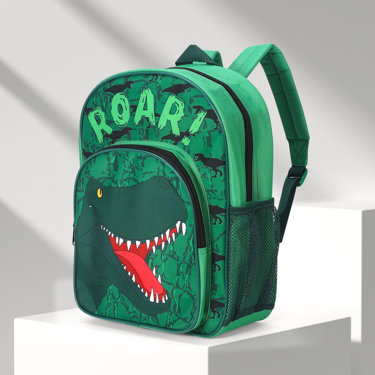 Dinosaur Green Kids Childrens Backpack School Rucksack Travel Bag Boys Girls with side mesh pocket Boys Girls