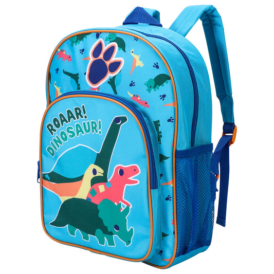 Dinosaur Blue Kids Childrens Backpack School Rucksack Travel Bag Boys Girls with side mesh pocket Boys Girls