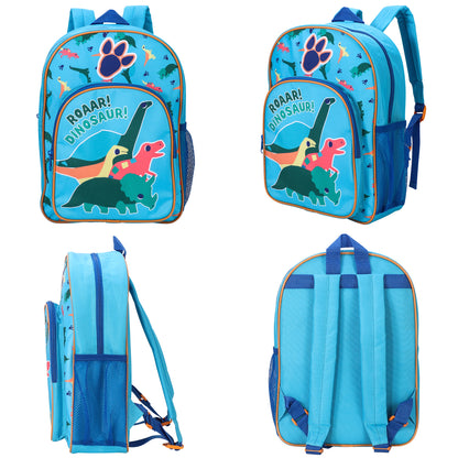 Dinosaur Blue Kids Childrens Backpack School Rucksack Travel Bag Boys Girls with side mesh pocket Boys Girls
