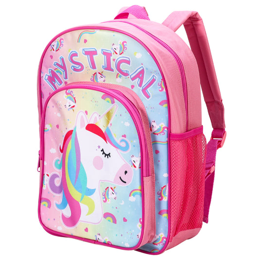 Unicorn Pink Kids Childrens Backpack School Rucksack Travel Bag Boys Girls with side mesh pocket Boys Girls