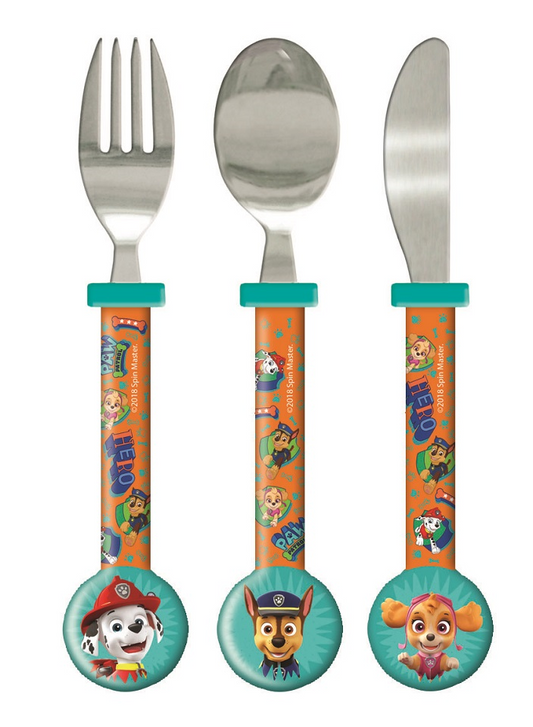 Paw Patrol Dynamic Children's Kids 3pcs Cutlery Set, Knife/Fork/Spoon