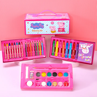 Peppa Pig 52pc Kids Colouring Sets with Watercolor Felt Tip Pens Crayons and Pencils Travel Set for Children