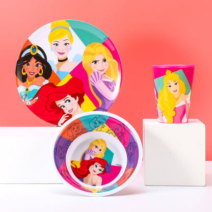 Disney Princess Kids Childrens BPA Free 3pcs Breakfast Lunch Dinner Set Plate, Bowl & Cup