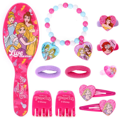 Disney Princess Girl 11pcs Girls Kids Hair Accessories Clips Comb Bands and Beauty Set