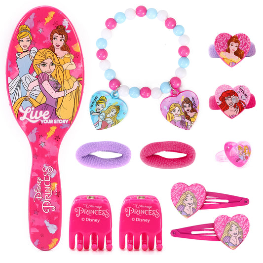 Disney Princess Girl 11pcs Girls Kids Hair Accessories Clips Comb Bands and Beauty Set