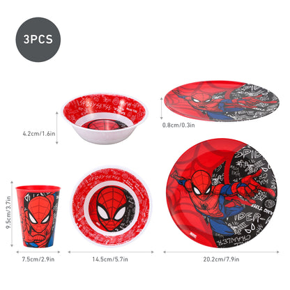 Spiderman Urban Web 3 Pcs Melamine Set W/O Rim (Plate, Bowl & Tumbler 260 Ml), BPA free