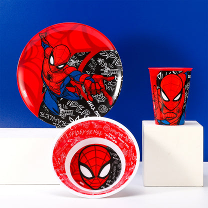 Spiderman Urban Web 3 Pcs Melamine Set W/O Rim (Plate, Bowl & Tumbler 260 Ml), BPA free