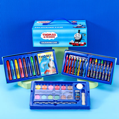 Thomas the Tank Engine 52pc Kids Colouring Sets with Watercolour Felt Tip Pens Crayons and Pencils Travel Set for Children