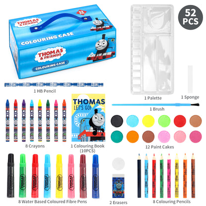 Thomas the Tank Engine 52pc Kids Colouring Sets with Watercolour Felt Tip Pens Crayons and Pencils Travel Set for Children